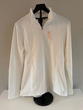 Spyder White Quarter-Zip Pullover with Neon Orange Zip Pull